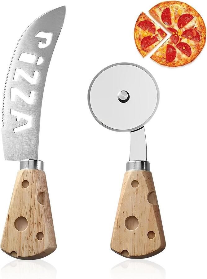Professionele Pizzasnijder Set van 2 Stuks RVS Pizzasnijder voor Perfecte Sneden van Pizza Brood en Kaas