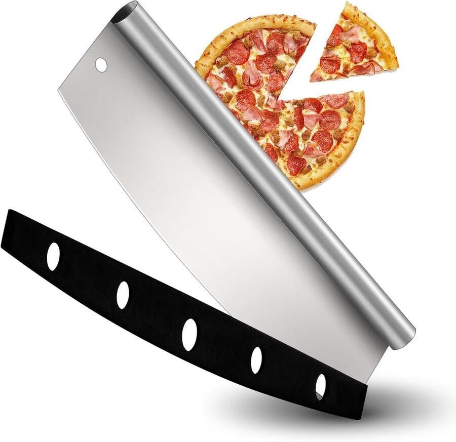 Professionele Pizzasnijder van RVS met 35 cm Snijblad Ideaal voor Perfecte Snedes Ergonomisch Handvat en Veiligheidsbescherming
