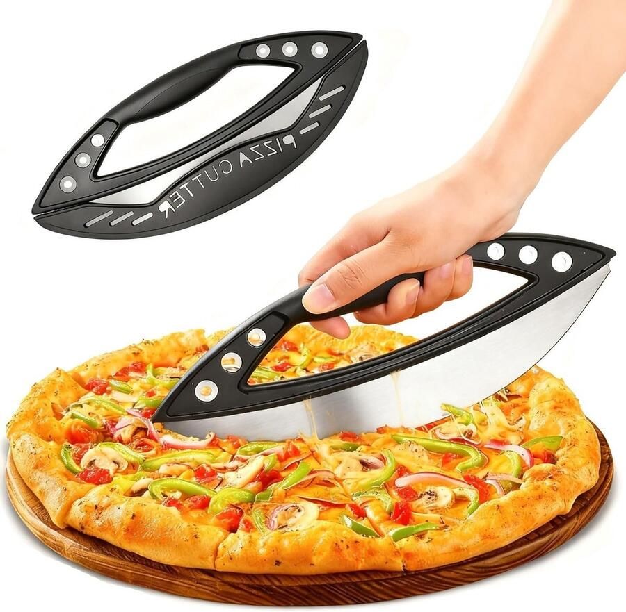Professionele Pizzasnijder van RVS met Beschermkap Ideaal voor Pizza Taart en Groenten Afwasmachinebestendig en Ergonomisch Ontwerp