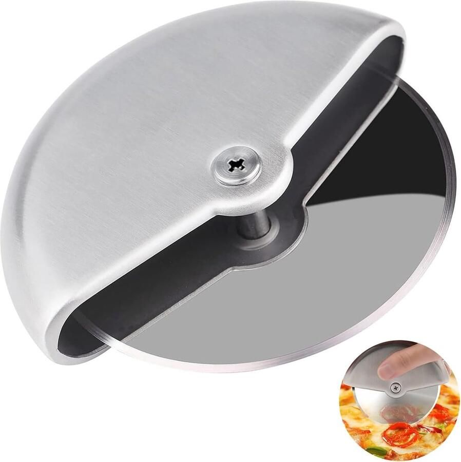 Professionele Pizzasnijder van RVS met Comfortabel Handvat en 10 cm Snijblad voor Perfecte Pizzastukken