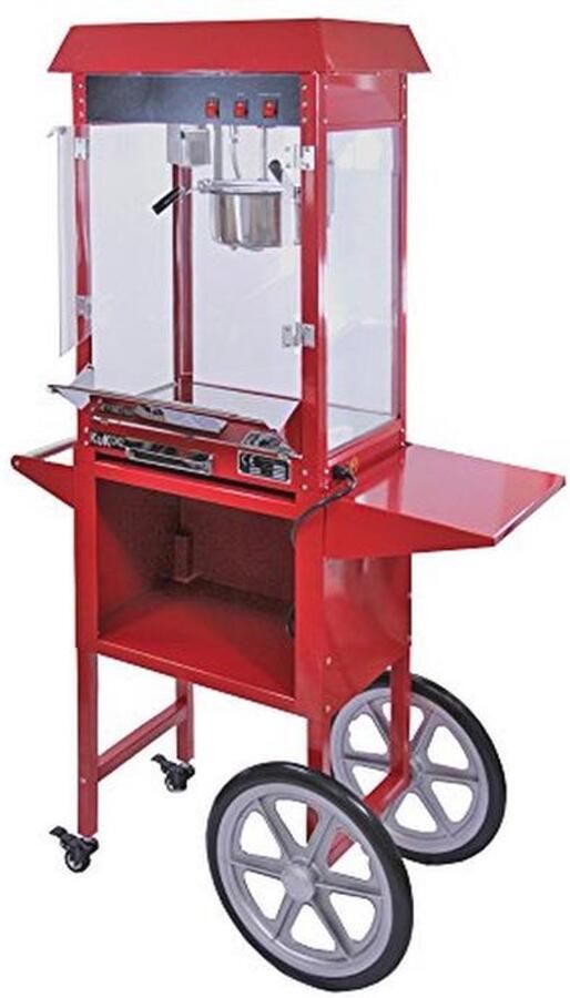 Professionele popcornmachine met trolley en 226 g inhoud