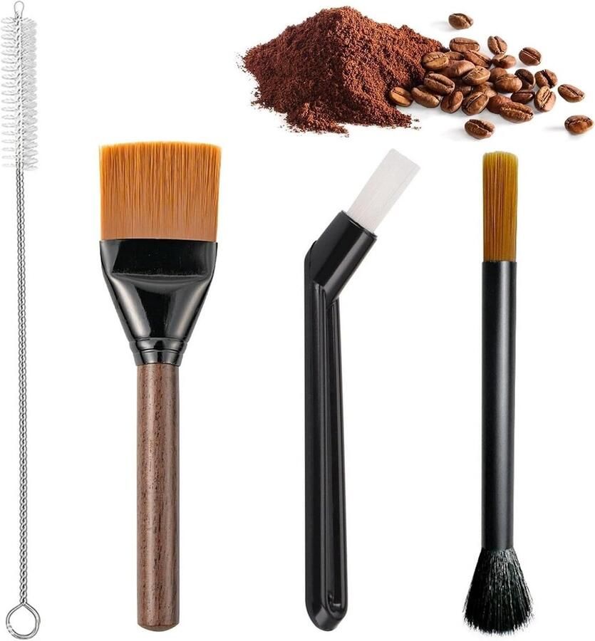 Professionele Reinigingsset voor Espressomachines met 4 Stukken Koffieborstels voor Grondresten en Kieren