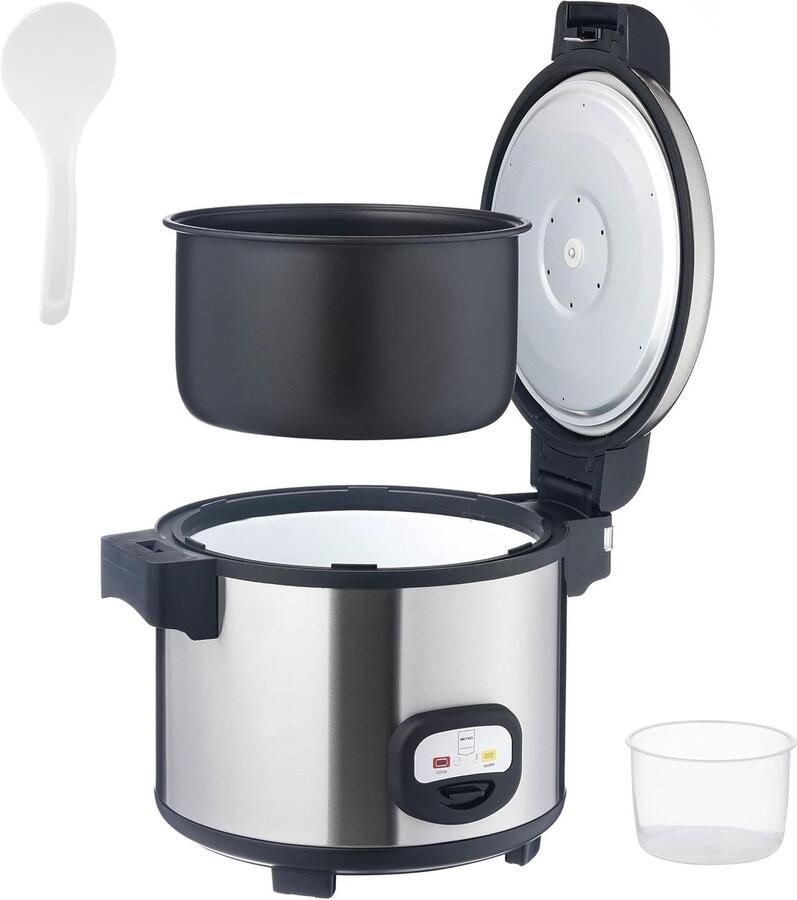Professionele Rijstkoker Grote Capaciteit Commercieel Gebruik Warmhoudfunctie 12 Liter Zilver Zwart