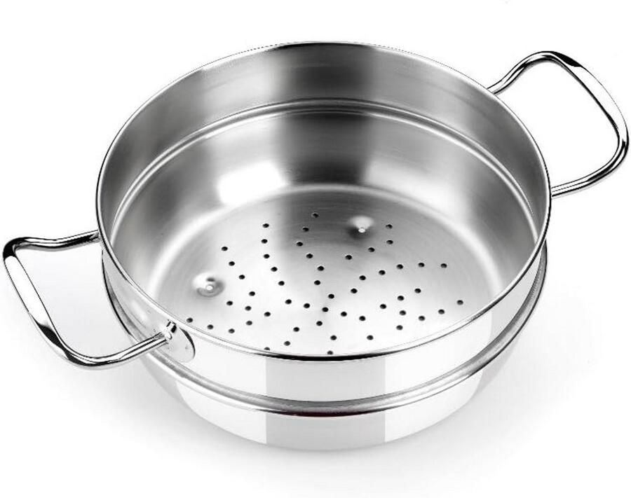 Professionele Roestvrij Stalen Braadpan 20 cm Geschikt voor Inductie Drievoudige Bodem Vaatwasmachinebestendig