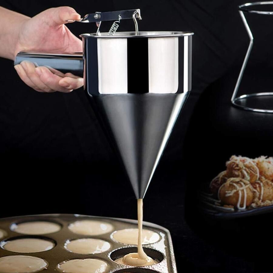 Professionele RVS Bakfunnel voor Taarten en Desserts Perfect voor Pannenkoeken Wafels en Takoyaki Bereiding in de Keuken