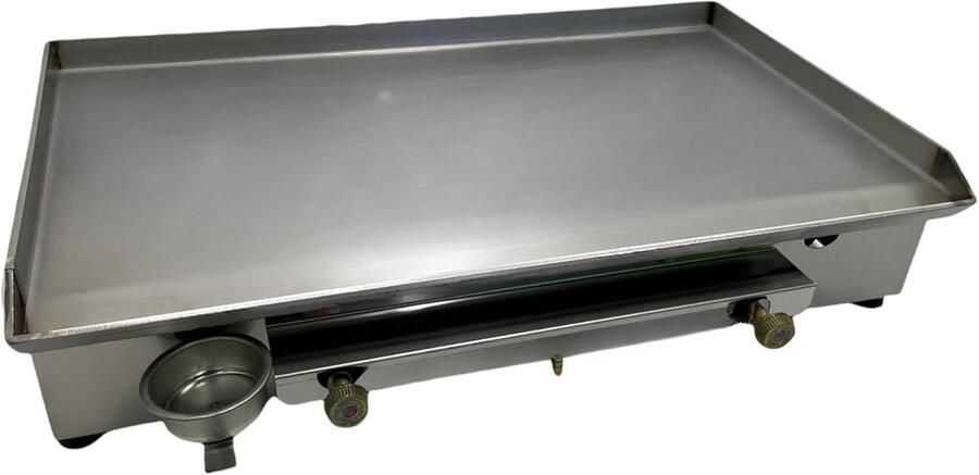 Professionele RVS Gas Plancha Grillplaat 80x50 cm 2 Branders Glad Oppervlak