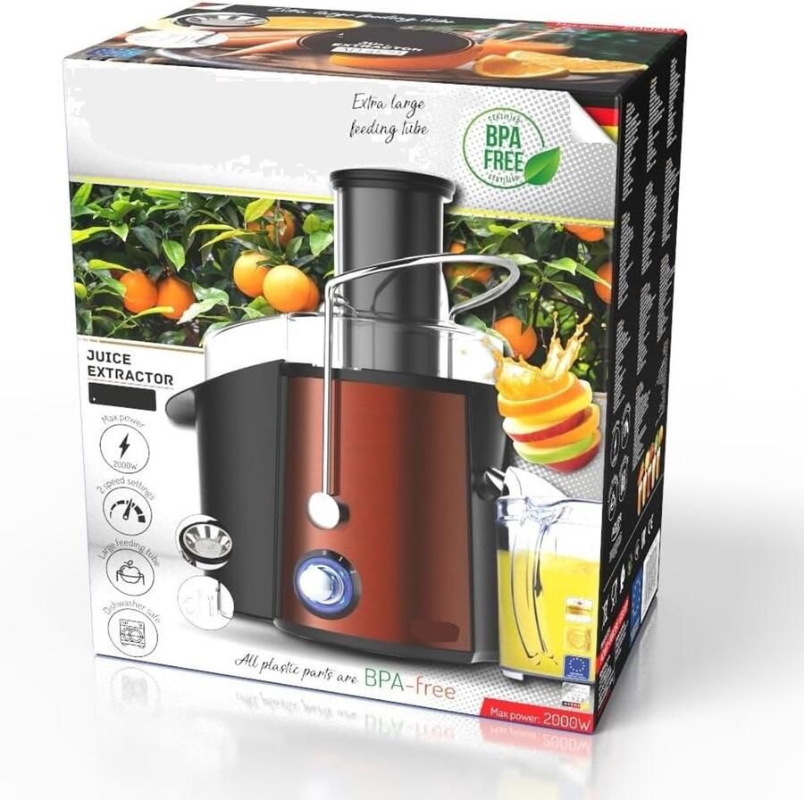 Professionele sapcentrifuge voor groenten en fruit – 1000 W tot 2 snelheden antislip basis en druppelvrije functie