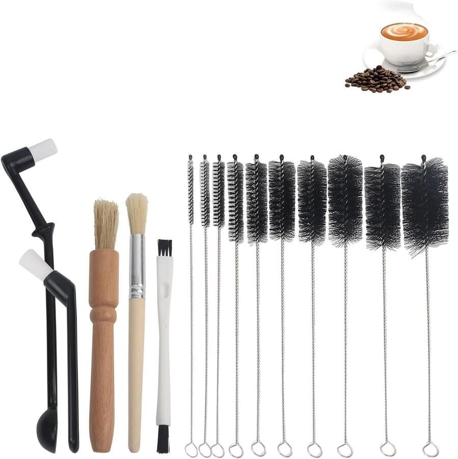Professionele Espresso Borstelset met 15 Stuks voor Perfecte Koffiezetervaring en Onderhoud