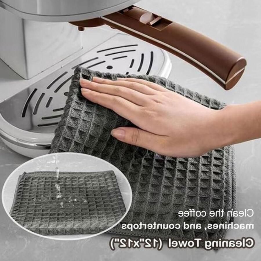 Professionele Set van 6 Schoonmaakborstels voor Koffiemachines met Nylon en Houten Borstels Luchblazer en Doek voor Barista en Koffiemolen Onderhoud