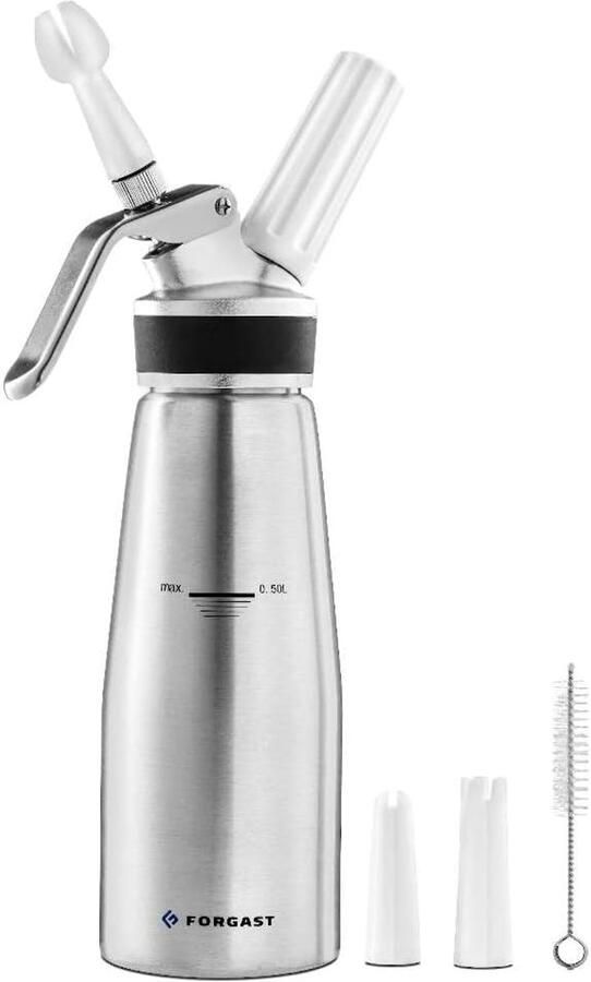 Professionele Sifon Slagroommaker Schuimmaker Desserts Bereiden Inclusief 3 Spuitmonden 0.5 Liter Inhoud Aluminium