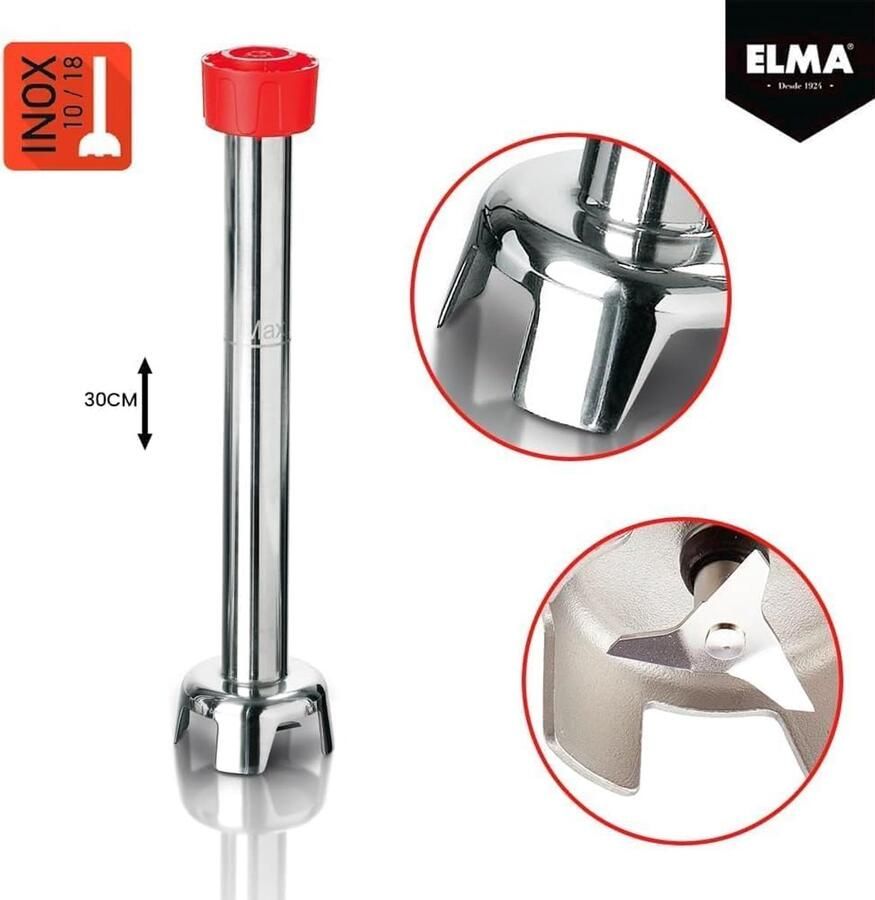 Professionele Staafmixer Keukenmixer Sausen en Purees Maken Afneembare Arm 30cm Arm Rood
