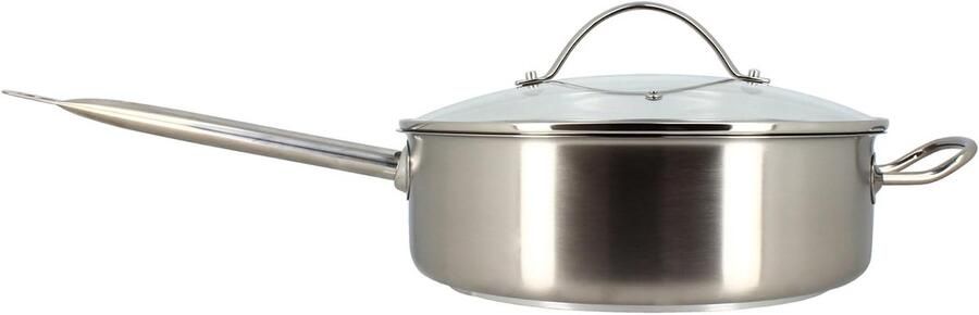 Professionele Stoofpan Braadpan Hapjespan Langzaam Garen Dikke Sandwichbodem 28 cm Roestvrij Staal