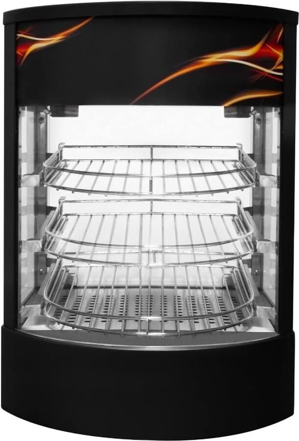 Professionele Voedselverwarmer met Glazen Display en Interne Verlichting Sterke Stalen Constructie 30-85°C Inclusief Tangen