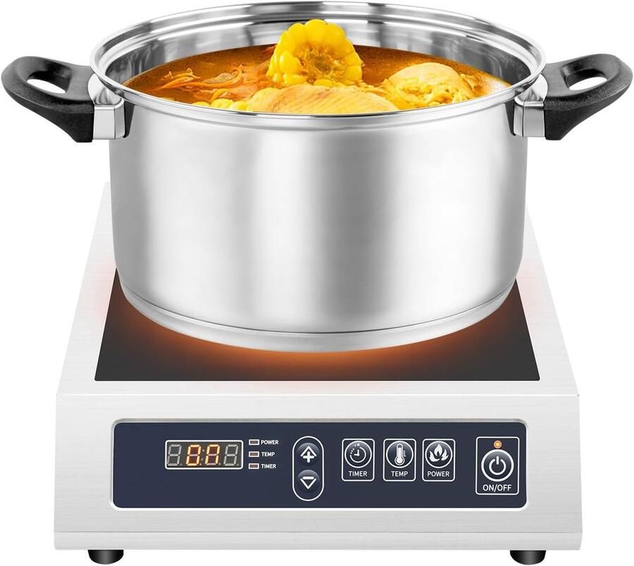 Inductie Kookplaat Elektrische Kookplaat Snel Koken 5 Vermogenstanden 495D x 157B x 415H cm Zilver Zwart