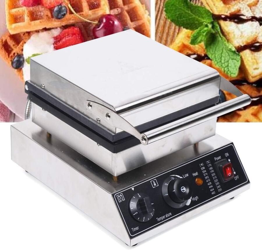 Wafelijzer Dik Beslag Apparaat Lekkere Wafels Maken Snelle Tijd & Temperatuur Controle 1750 Watt Roestvrij Staal
