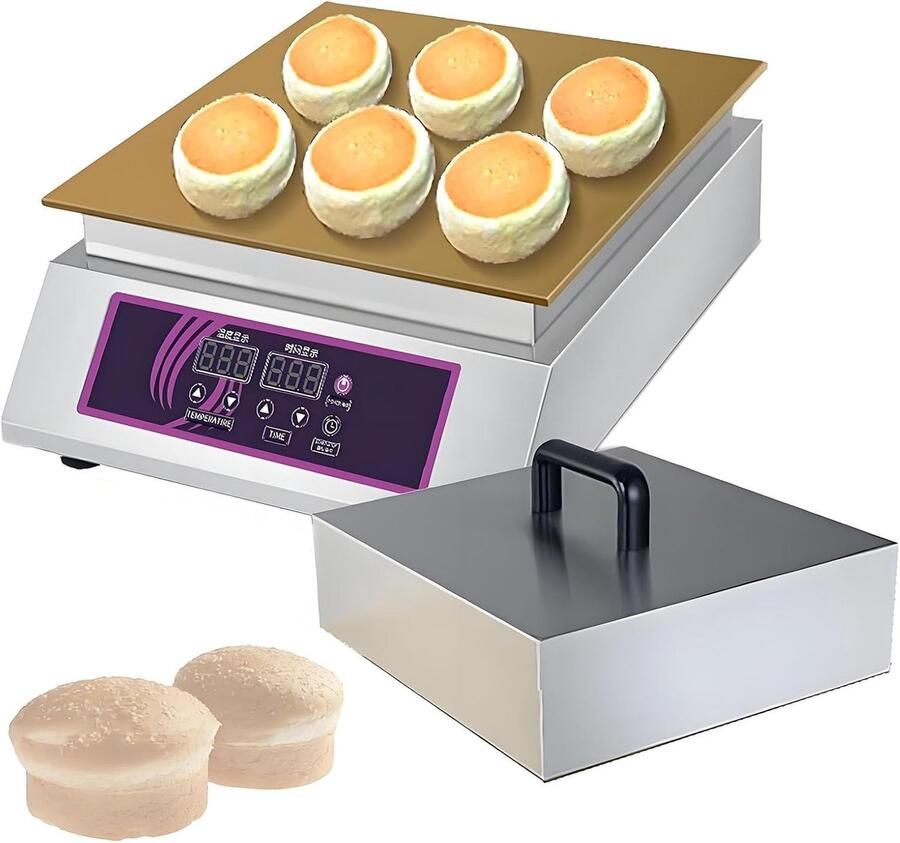 Professionele Wafelmaker Dorayaki Maker Zelf Soufflés Maken Onafhankelijke Temperatuurregeling 35x44.5x15.5cm Zilver