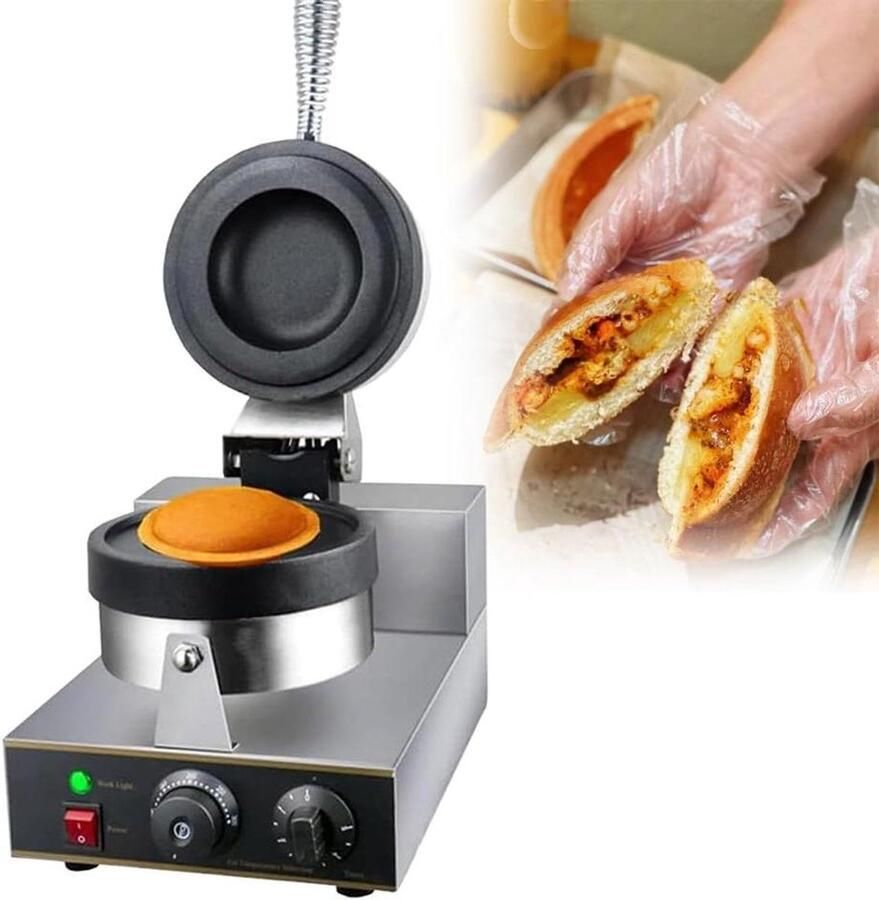 Professionele Wafelmaker IJsmaker Burger Bakken van Snacks Dubbelzijdig Verwarmen 1300W Vermogen Zilver