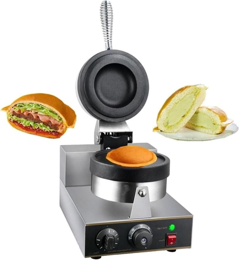Professionele Wafelmaker Sandwichpers IJzer Hamburger Wafels Maken Tijd- En Temperatuurregeling 54x25x32 cm Zilver