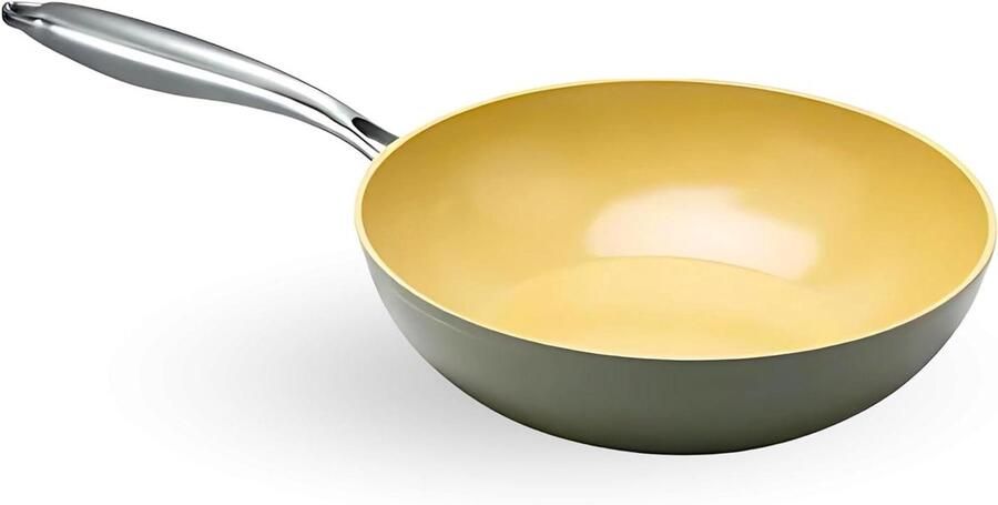 Professionele wok Roerbakpan Gezond koken Olijfolie keramische laag 28 cm Zwart