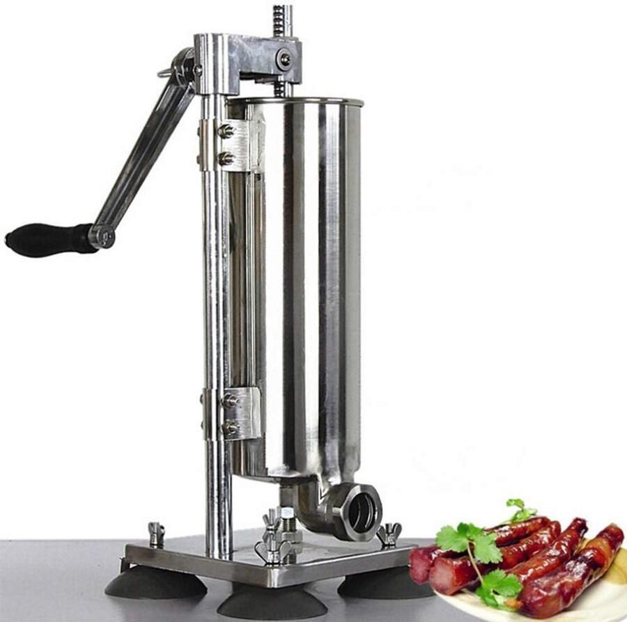 Professionele Worstenmaker RVS 4 Liter Worstvuller met 4 Vulpatronen