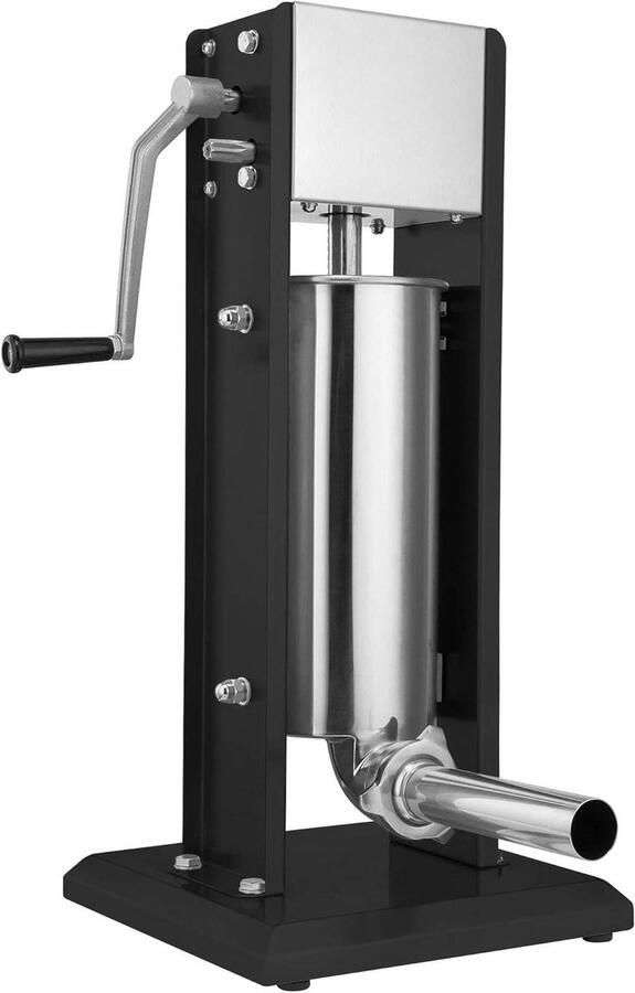 Zelsius Professionele worstvulmachine van roestvrij staal 5 liter zwart incl. vier verschillende vulbuizen worstvullers worstpers worstmachine met 2 versnellingen ontluchtingsventiel en