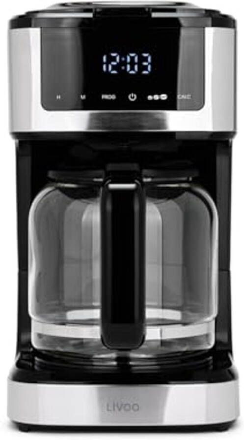 Programmeerbaar elektrisch koffiezetapparaat met glas karaf 1 8 liter herbruikbaar filter warmhoudfunctie