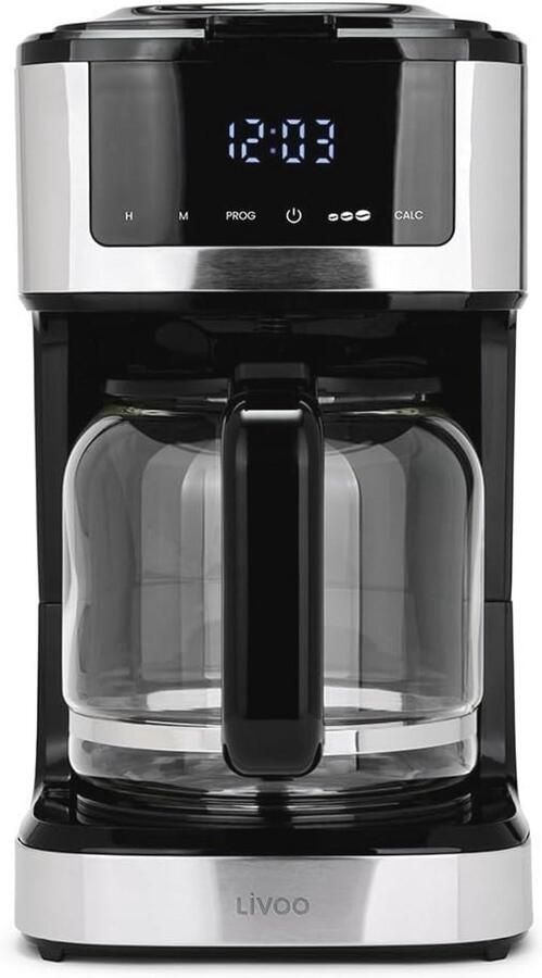 Programmeerbaar elektrisch koffiezetapparaat met glas karaf 1 8 liter herbruikbaar filter warmhoudfunctie