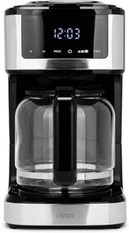 Programmeerbaar elektrisch koffiezetapparaat met glas karaf 1 8 liter herbruikbaar filter warmhoudfunctie