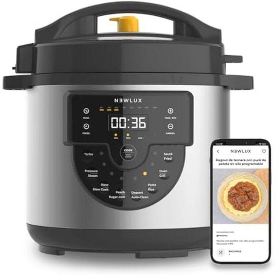 Programmeerbare Elektrische Slowcooker 6L Multifunctionele Keukenapparaat met 15 Functies