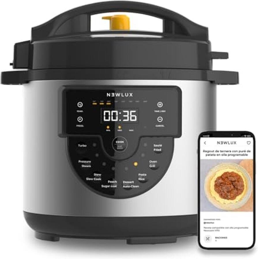 Programmeerbare Elektrische Slowcooker 6L Multifunctionele Keukenapparaat met 15 Functies