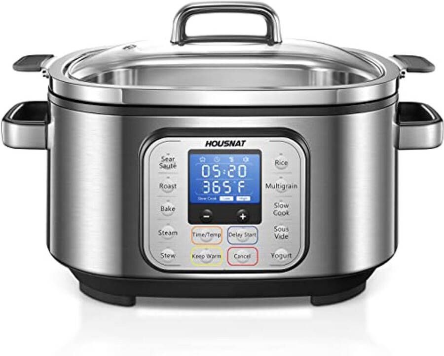 Programmeerbare Slow Cooker 10-in-1 6Qt RVS met Rijstkoker en Yoghurtmaker