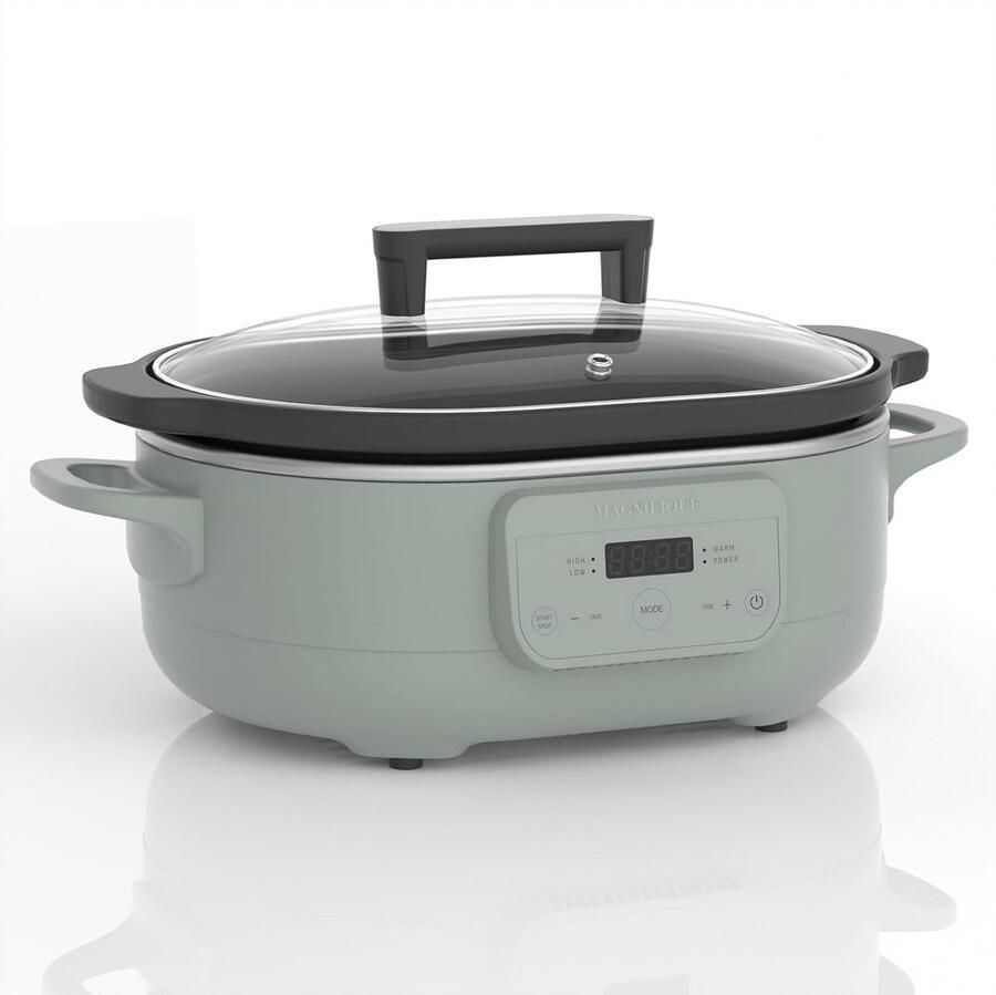 Programmeerbare Slowcooker Crockpot Pan Familiediners Bereiden Automatische Warmhoudfunctie 4.5 Liter Groen