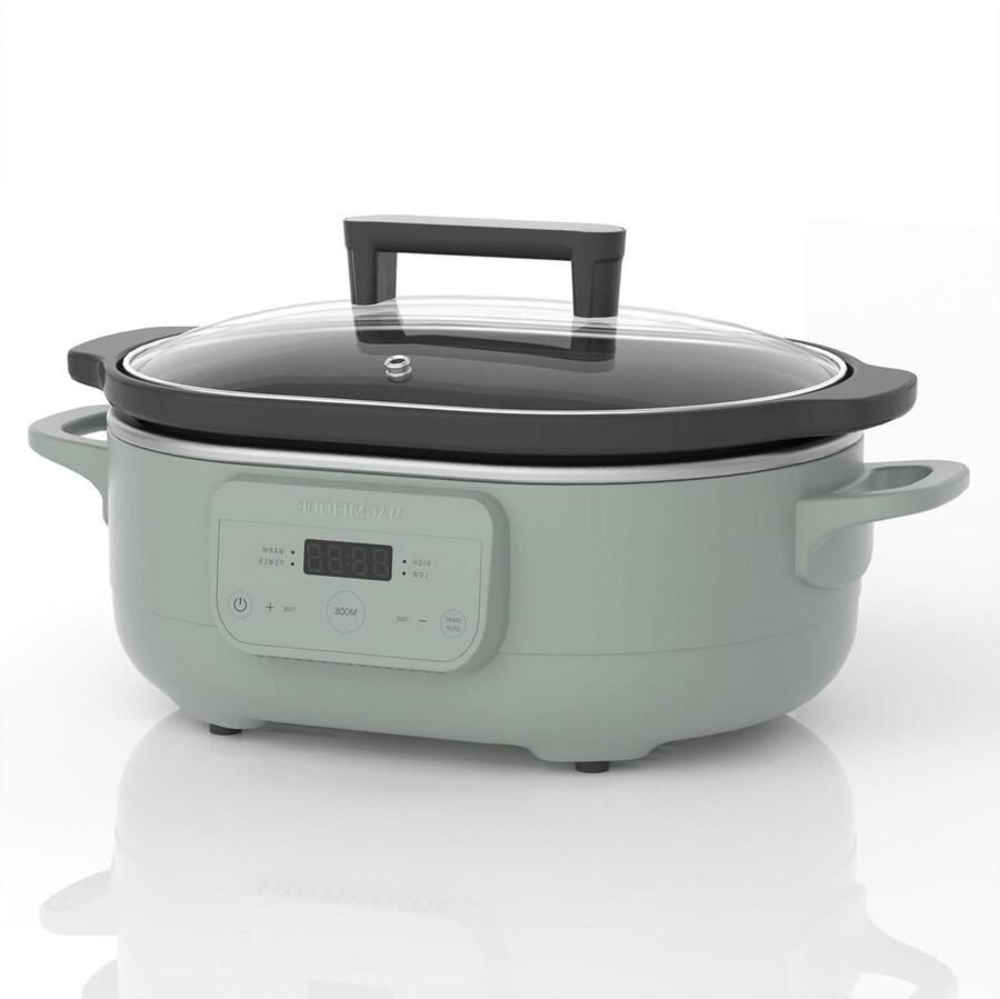 Programmeerbare Slowcooker Crockpot Stoofpan Gezinsmaaltijden Bereiden Automatische Warmhoudfunctie 4.5 Liter Groen