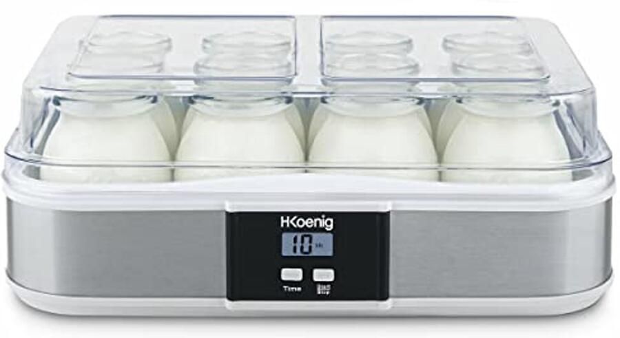 Programmeerlijke Yoghurtmaker met 12 Glazen LCD-Display en Roestvrijstalen Behuizing
