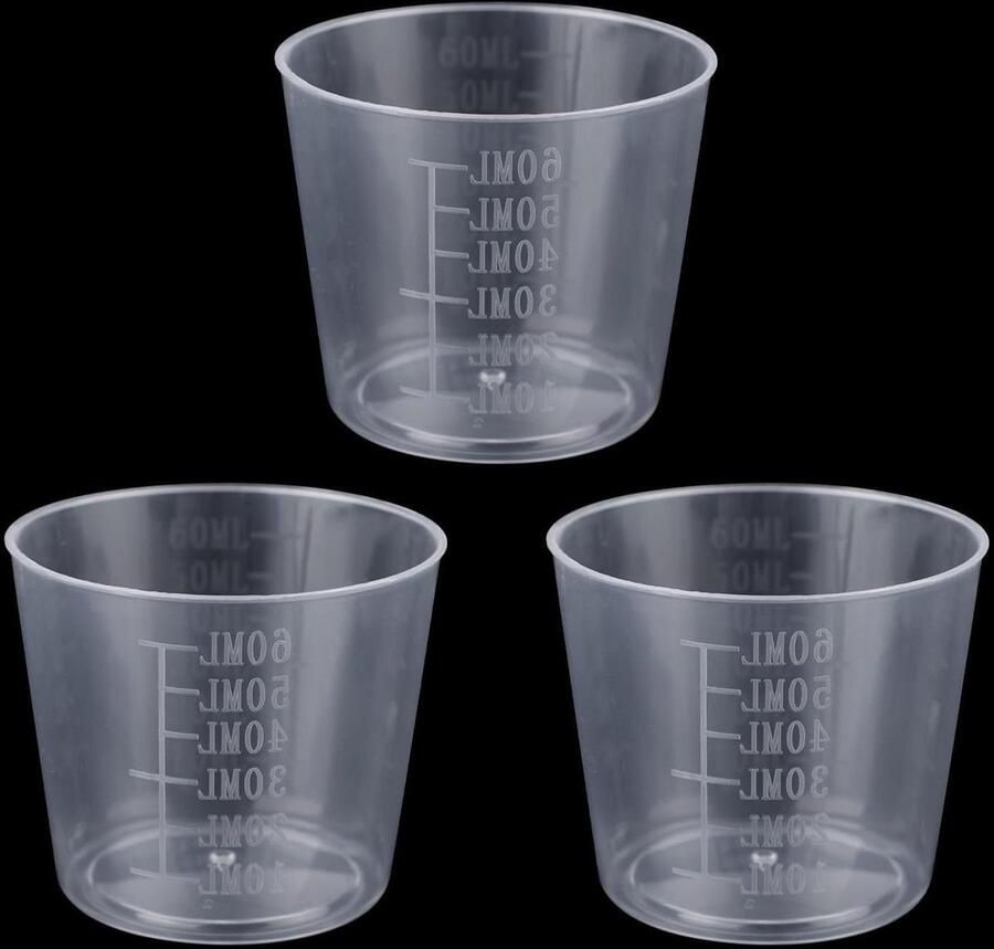 Provento Set van 3 Transparante Rijstmaatbekers 60ml Voor Rijstkoker Keukengadgets met Maataanduiding