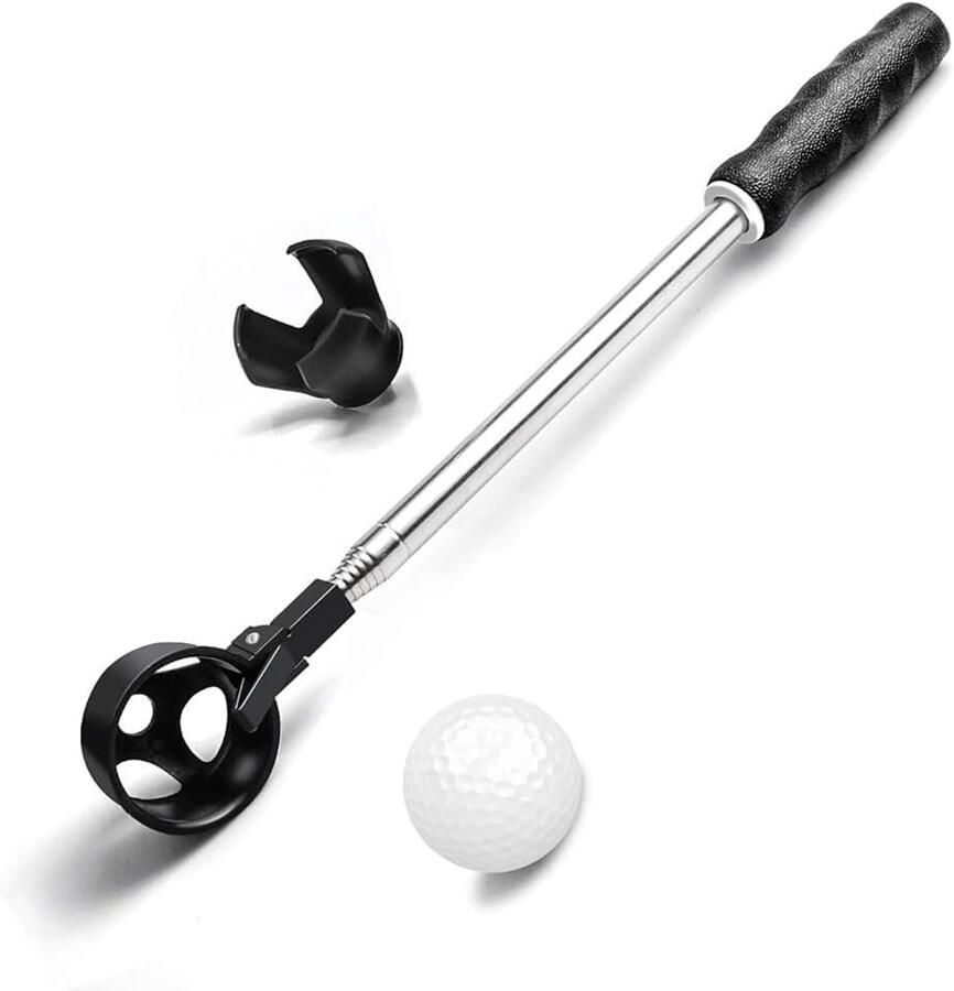 Prowithlin Roestvrijstalen telescopische golfbalretriever voor water met golfbalgrijper voor putter accessoires geschenken voor golfers (6FT 9FT)
