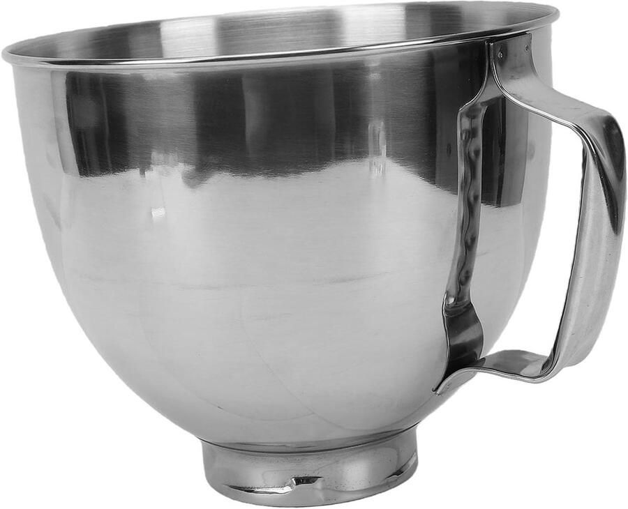 Pssopp Roestvrijstalen Mengkom Mengkommen Bodemstandaard Mixer Vervangingskom met Handvat Mixeraccessoires voor Keukengadgets Roestvrijstalen Mengkom 5L Antislip Deegkom