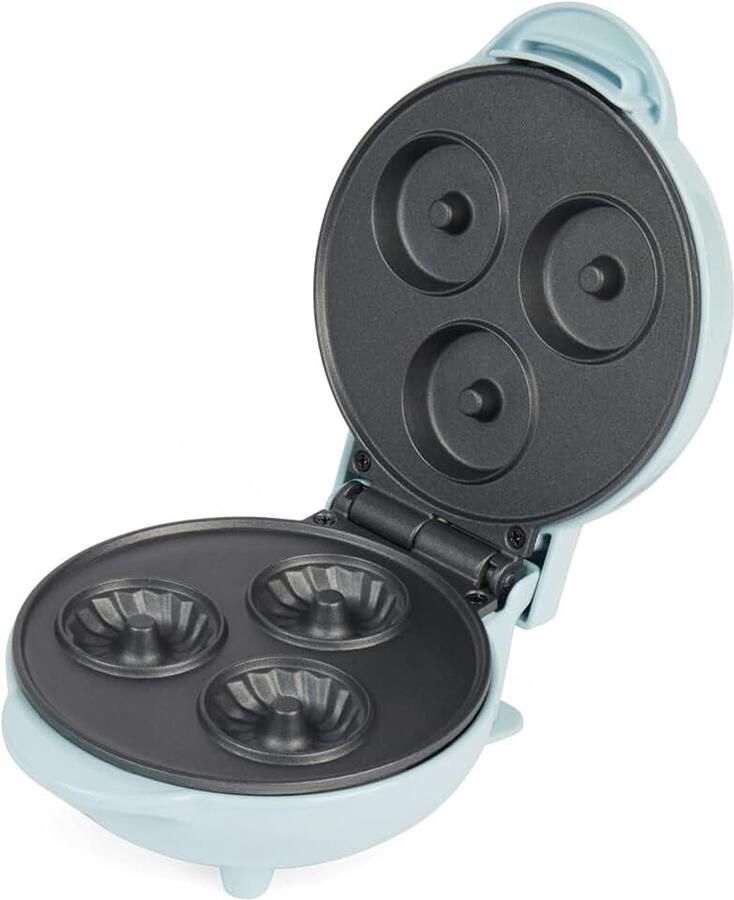 PT4693BLNVDE Minitulbandmaker Elektr. bakmachine met antiaanbaklaag plaat van 12 5 cm 2 min. voorverwarmen simpel te reinigen max. 3 cakes tegelijk compact opbergen 550 W pastelblauw