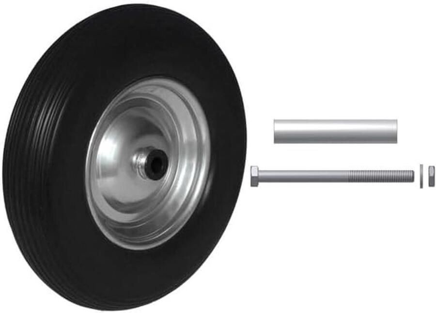 PU massief rubber 3 50-8 Ø350 x 80mm inclusief as