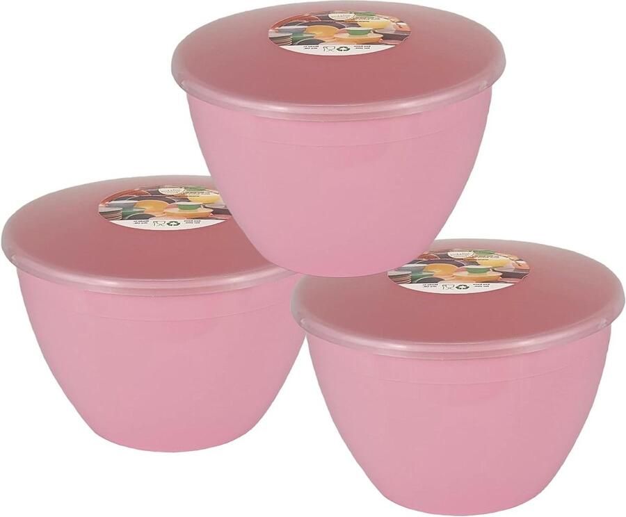 Puddingkommen met deksel Mengkommen Stoomkommen Pudding Bereiden Clip-on stoomontsnappend deksel 114 Liter Pastel Roze