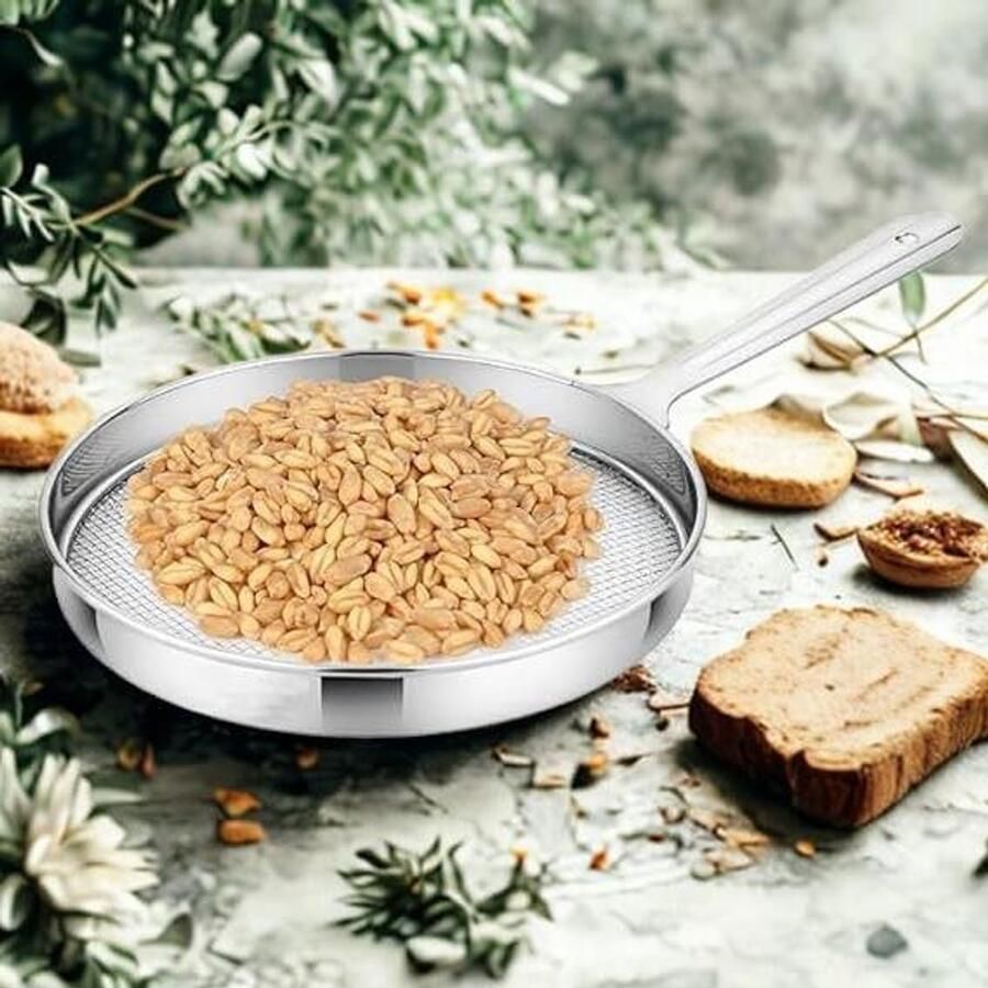 Pulka Grill Braadpan Jali Platbrood Roosteren Direct op Gasfornuis 2.5 Liter Zilver
