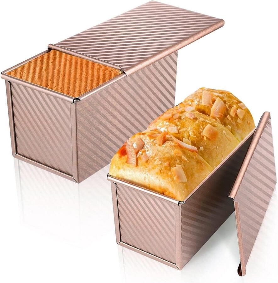 Pullman Broodpan Broodbakvorm Zelf Brood Bakken Non-stick Deksel 21x10x12 cm Goud