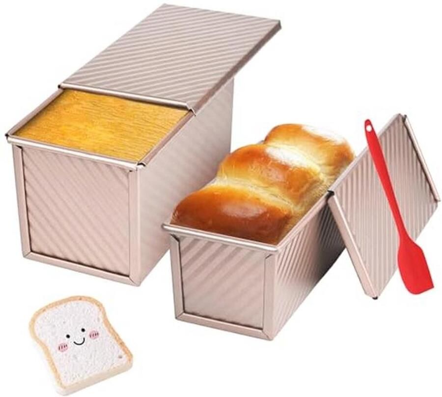 Pullman Broodpan met Deksel Set van 2 1 lb Capaciteit voor Zelfgemaakt Brood Antiaanbaklaag