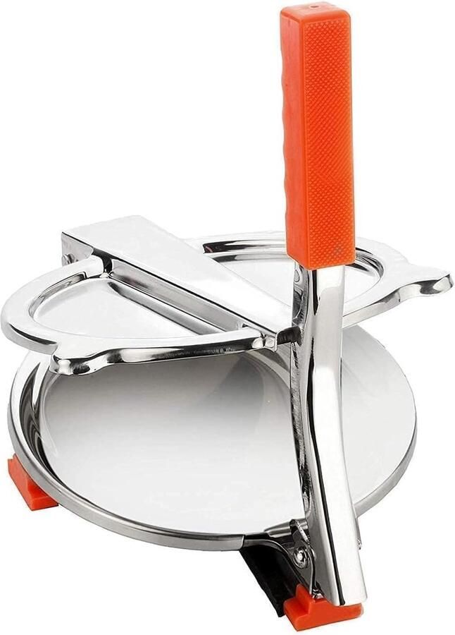 Puri Maker Persmachine Deeg Platte Broodjes Maken Heavy-Duty RVS 8 Inch Lengte Zilver