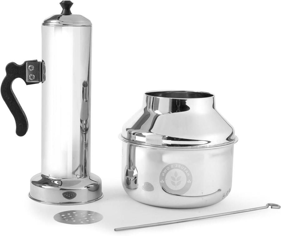 Puttu Kudam Steamer RVS Stoompan Snel Puttu Maken Roestvrij Staal 0.5 Liter Zilver