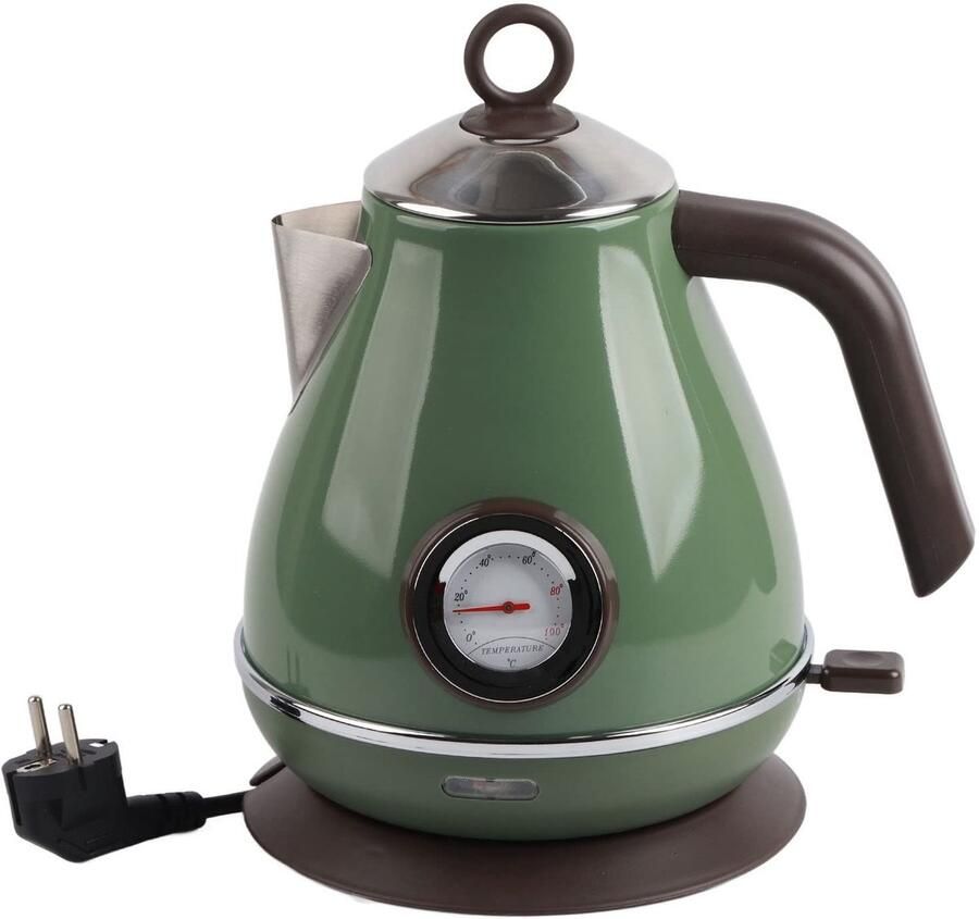 Qcwwy Retro Waterkoker 1.7L met Temperatuurweergave en Automatische Uitschakeling
