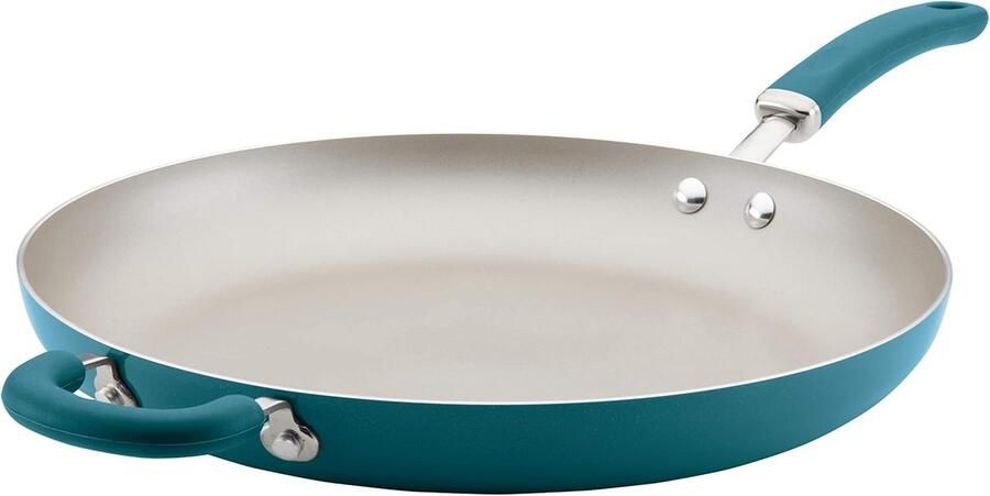 Rachael Ray 12212 Maak Heerlijke Nonstick Fry Pan Skillet met Helper Handvat Aluminium Teal Shimmer