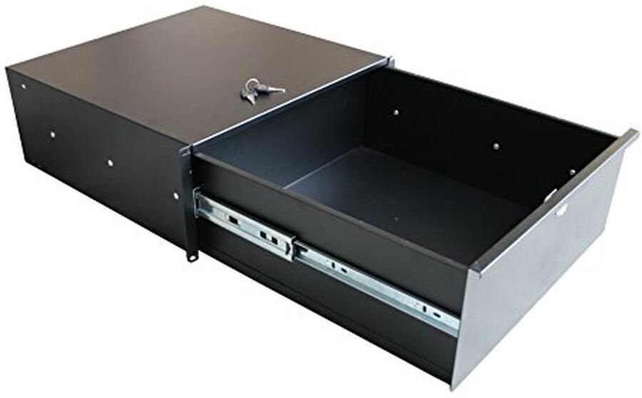 Racklade 4HE Opberglade Apparatuur Opslag Volledig Uittrekbaar 45cm Diep Zwart