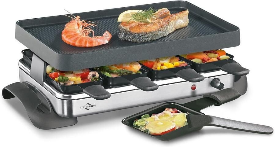 Raclette 8 Personen met Grillplaat en Houten Spatels