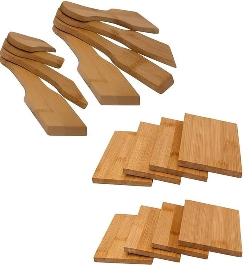 Raclette Accessoires Set Schraper Onderzetters Gezellige Avonden Milieuvriendelijk Bamboe Compact Formaat Natuurlijk Hout